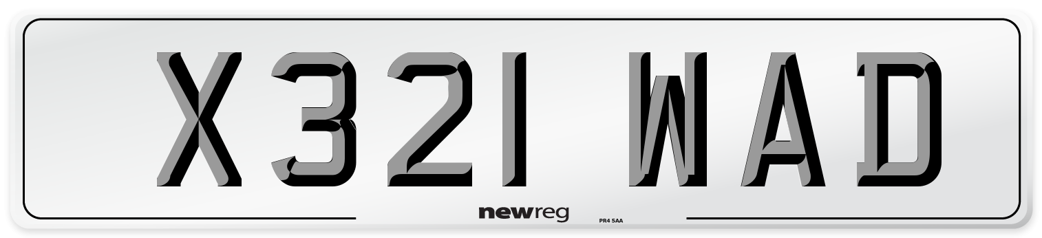 X321 WAD Number Plate from New Reg